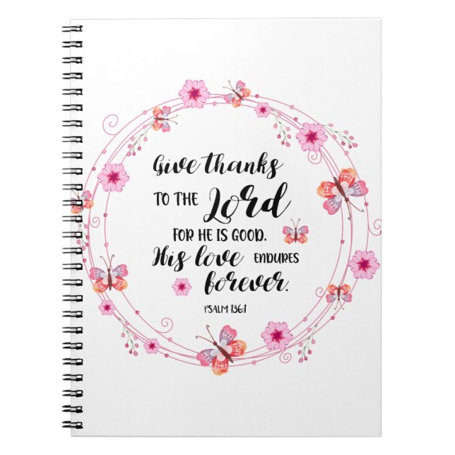 Psalmen Christliche Bibel Verse Rosa Flora Notizblock (Vorderseite)