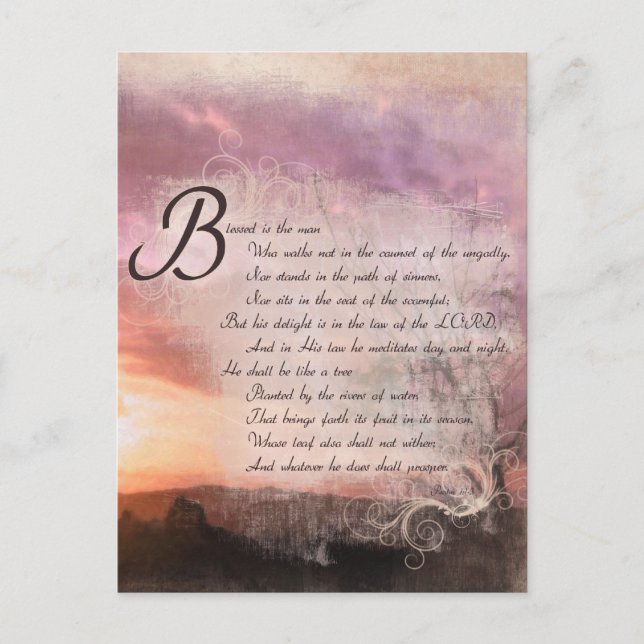 Psalmen und Sonnenuntergänge - Bibelverse Postkarte (Vorderseite)