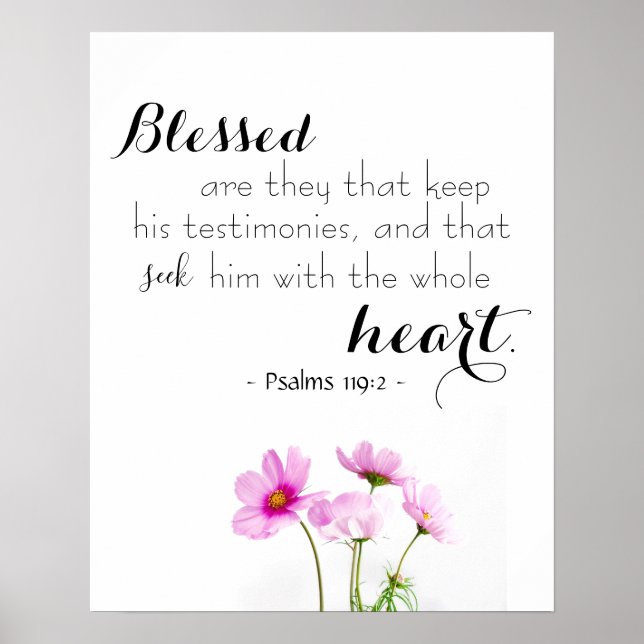 Psalms 119:2 Bibelverse Christliches Poster (Vorne)