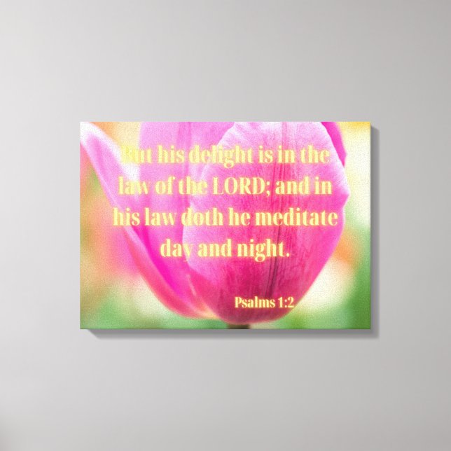 Psalms 1:2 Bibelverse KJV Mauer Art Leinwanddruck (Vorderseite)