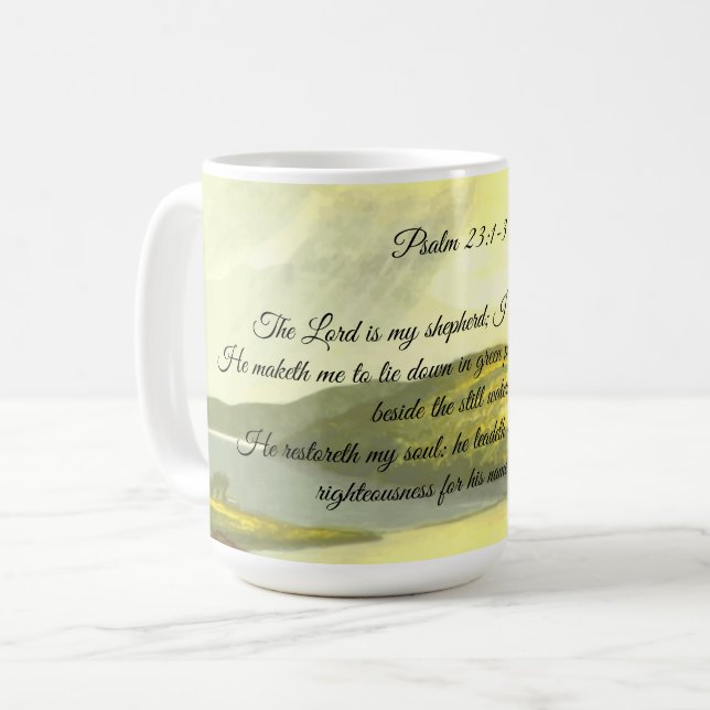 Psalms 23:1-3 Coffee Mug Kaffeetasse (Vorderseite Links)