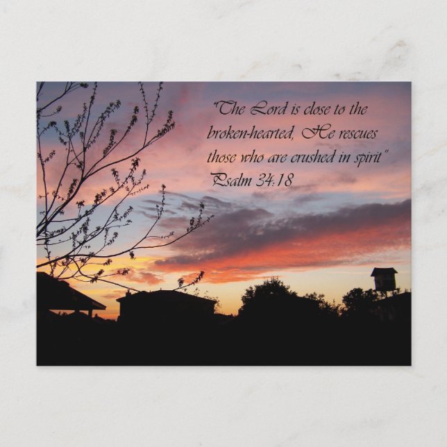 Psalms 24:18 Lovely Sunset Encouration Postcard Postkarte (Vorderseite)
