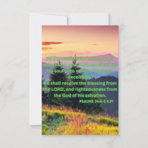 Psalms 24:4-5 KJV Bibelverse Pic Flachgrüße Karte