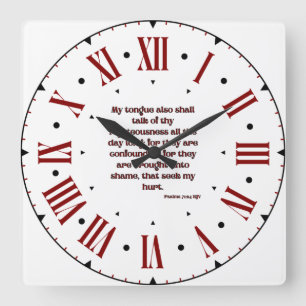 Psalms 71:24 KJV Bible Verse Roman Numeral Quadratische Wanduhr