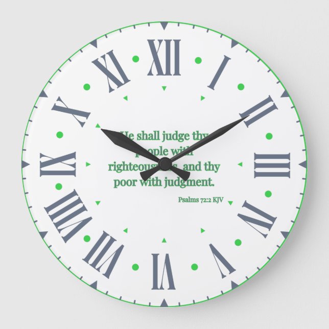 Psalms 72:2 KJV Bible Verse Roman Numeral Große Wanduhr (Vorderseite)