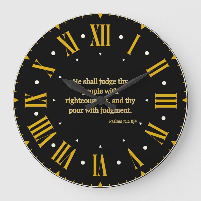 Psalms 72:2 KJV Bible Verse Roman Numeral II Große Wanduhr (Vorderseite)