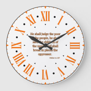 Psalms 72:4 KJV Bible Verse II Roman Numeral Große Wanduhr