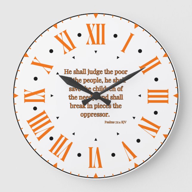 Psalms 72:4 KJV Bible Verse II Roman Numeral Große Wanduhr (Vorderseite)