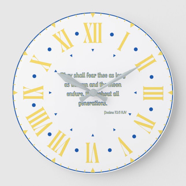Psalms 72:5 KJV Bible Verse Roman Numeral Große Wanduhr (Vorderseite)