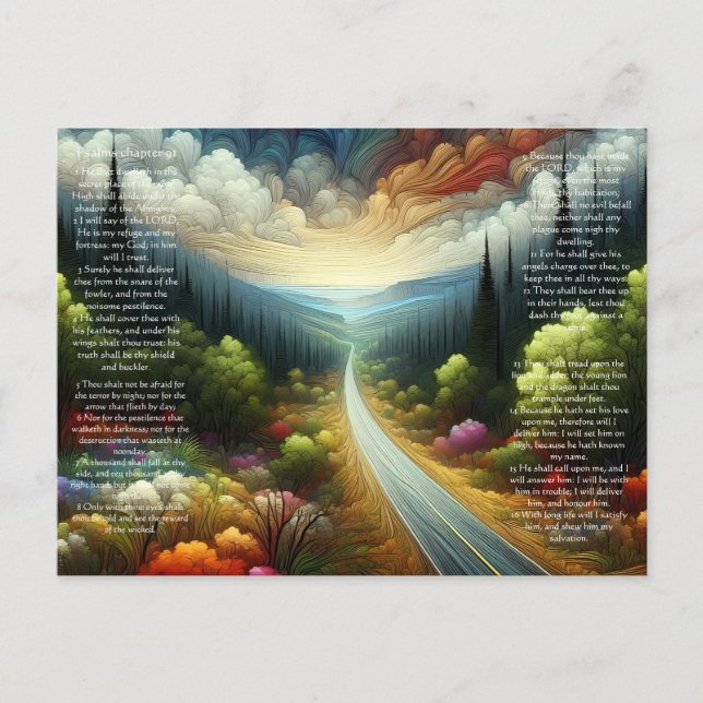 Psalms Kapitel 91 Weg in die Ferne Postkarte (Vorderseite)