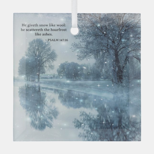 Psalms Verse Winter Wonderland Woodlands Weihnacht Ornament Aus Glas (Vorderseite)