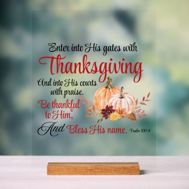 Psaume 100:4 Entre dans ses portes avec Thanksgivi (Neutre)