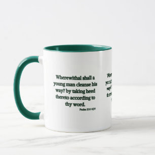 Psaume 119:9 KJV Bible Écriture Mug à deux tons