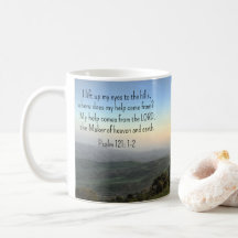 Psaume 121:1-2 * Mug * Je lève les yeux