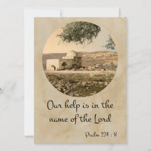 Psaume 124:8 sur une belle carte de voeux biblique