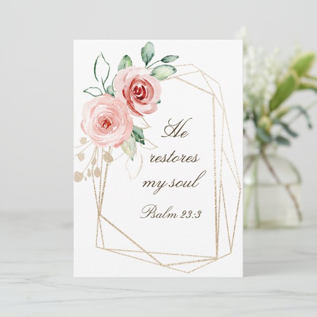 Psaume 23:3 Il rétablit ma carte Rose de la Bible  (Debout devant)