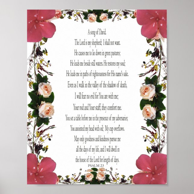 Psaume 23, Cadre Fleur, Papier Poster Valeur (Matt (Devant)