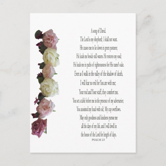 Psaume 23, Chanson de David, Carte postale de vaca (Devant)