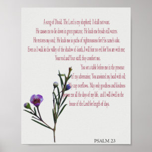 Psaume 23, Papier Affiche Fleurs Violet Vert (Mat)