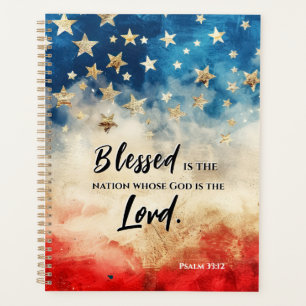 Psaume 33:12 Béni est la Nation USA Drapeau Bible