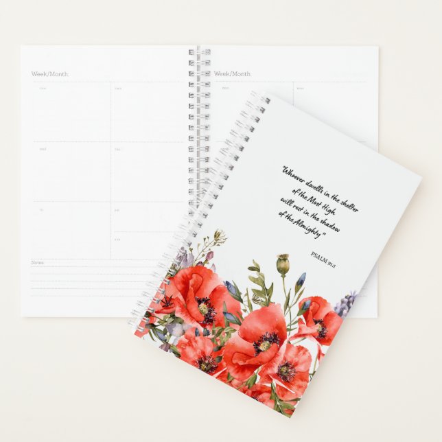 Psaume 91:1 Bible Sagesse Poppies Aquarelle Art (Devant avec enveloppe)