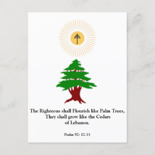 Psaume 92:12-13 Carte postale maronite du cèdre du