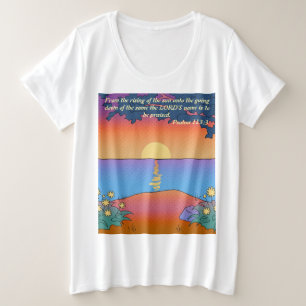 Psaumes 113:3 Femme Plus Taille Chrétienne T-Shirt