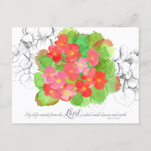 Psaumes 121 Carte de prière Orange Begonia Fleurs