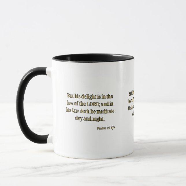 Psaumes 1:2 KJV Bible Verse Mug à deux tons (Gauche)
