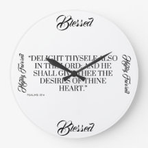 Psaumes 37:4 Horloge d'art mural