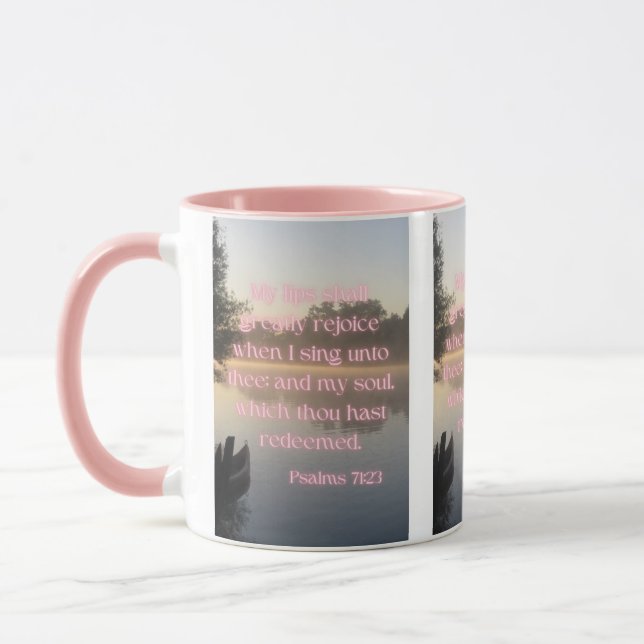 Psaumes 71:23 KJV Bible Verse Pic Mug à deux tons (Gauche)