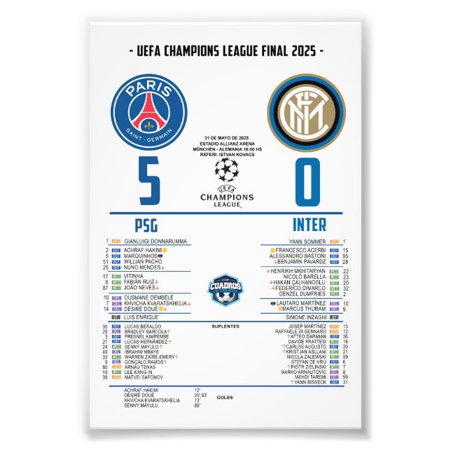PSG Campeón de la Champions League – Final Históri Fotodruck (Vorne)