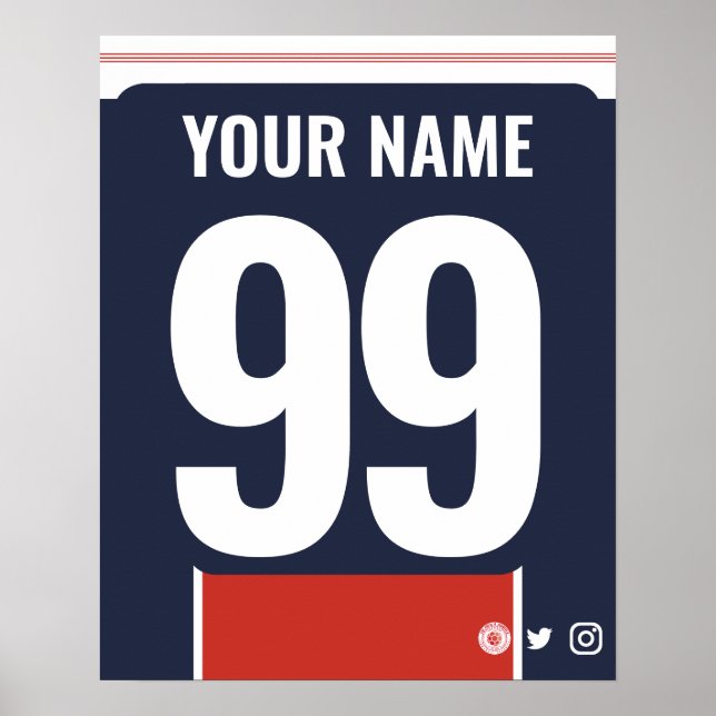 PSG Colors Personalisiert Football Shirt Poster (Vorne)