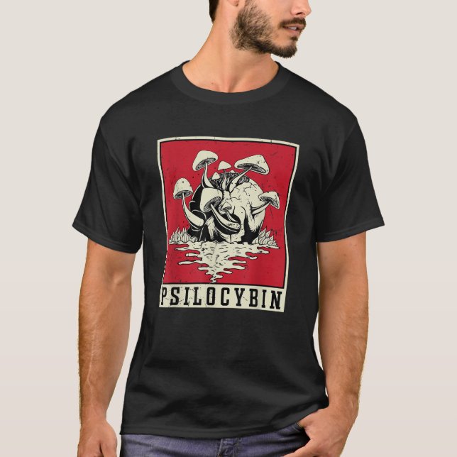 Psilocybin Retro Psychedelic Magic Mushroom Vintag T-Shirt (Vorderseite)