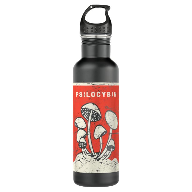 Psilocybin Retro Psychedelic Magic Mushrooms Edelstahlflasche (Vorderseite)