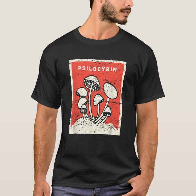 Psilocybin T Shirt Retro Psychedelic Magic Mushroo (Vorderseite)