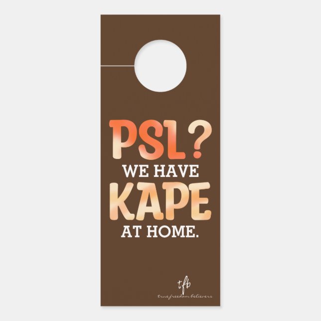 PSL vs. Kape Filipino Herbstkaffee Spaß Türanhänger (Vorderseite)