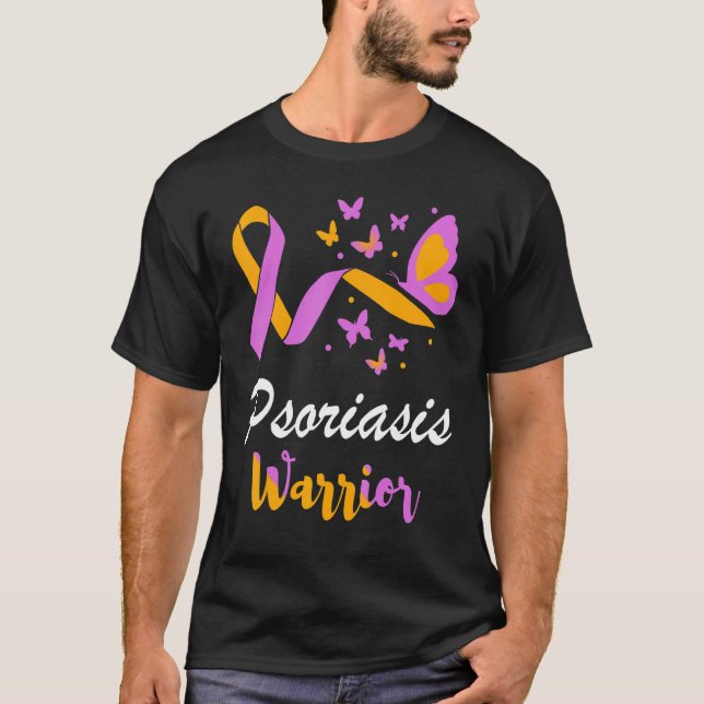 Psoriasis Warrior Butterfly Support Lavender & Ora T-Shirt (Vorderseite)