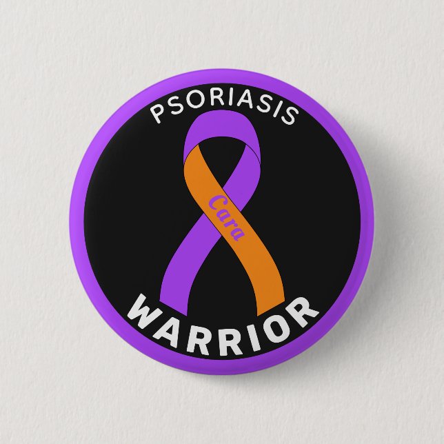 Psoriasis Warrior Ribbon Black Button (Vorderseite)