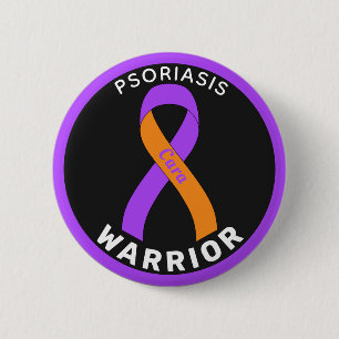 Psoriasis Warrior Ribbon Black Button