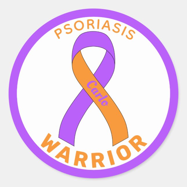 Psoriasis Warrior Ribbon White Round Sticker (Vorderseite)