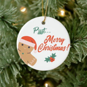 Pssst... Frohe Weihnachten Gingerbread Man Keramik Ornament