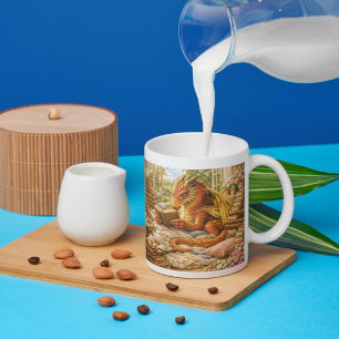 Psst… Ich lese gerade. Kuschel-Drache beim Lesen Zweifarbige Tasse