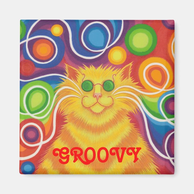 Psy-cat-delic "Groovy" Kühlschrankmagnet (Vorne)