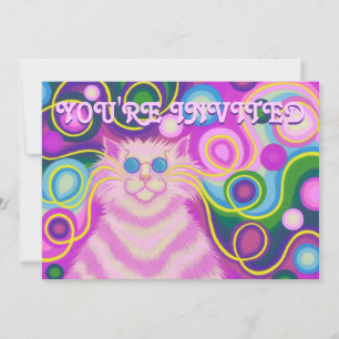 Psy-cat-delic Pink Einladung 'You're Invited'