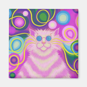 Psy-cat-delic Pink-Kühlschrankmagnet-Quadrat Magnet