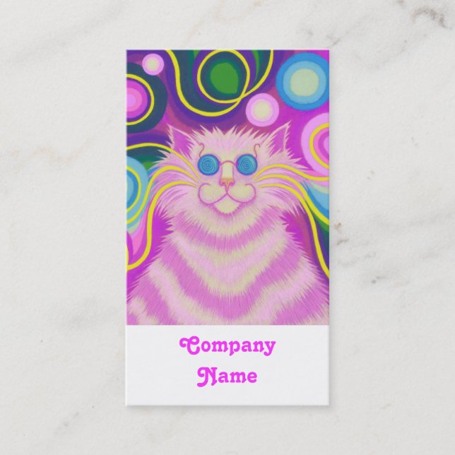 Psy-cat-delic Pink-Portrait weiß Visitenkarte (Vorderseite)