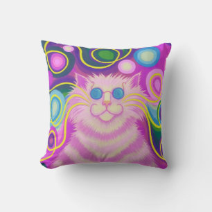 Psy-cat-delic Pink-Wurfkissenplatz Kissen