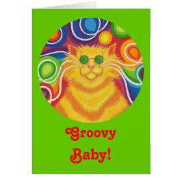 Psy-cat-delic rund um "Groovy Baby!" Karte grün