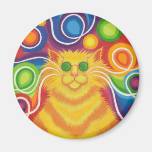 Psy-Katze-delic Kühlschrankmagnet rund